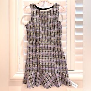 Ina Tweed Mini Dress in Purple Black and Yellow NWT Size L